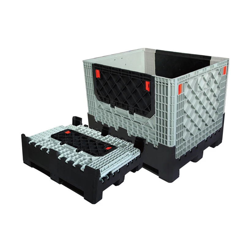 Plastic Stackable Folding Pallet Storage Bins Insulated  Rigid Pallet Storage Box with Wheels for Easy Transportation