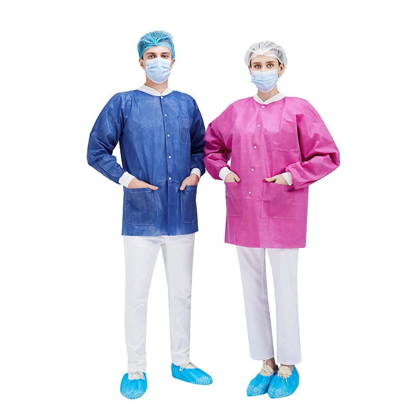 Disposable non woven SMS pink wear dental disposable lab Jackets