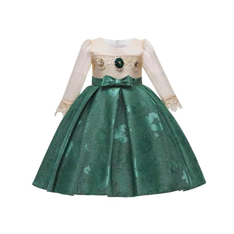 High Quality Fashion Long Sleeve Child Kids Wear Clothing Teen Girl Dresses Wholesale Little Flower Girls Party Evening Dresses