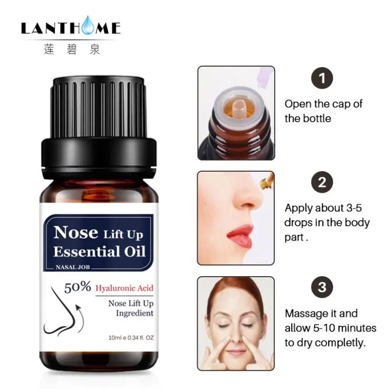 LANTHOME  Wholesale Natural Organic Nose Beauty Care Lifting Firming ASS Nose Lift Up Massage Essential Oil Nose Sharping Serum