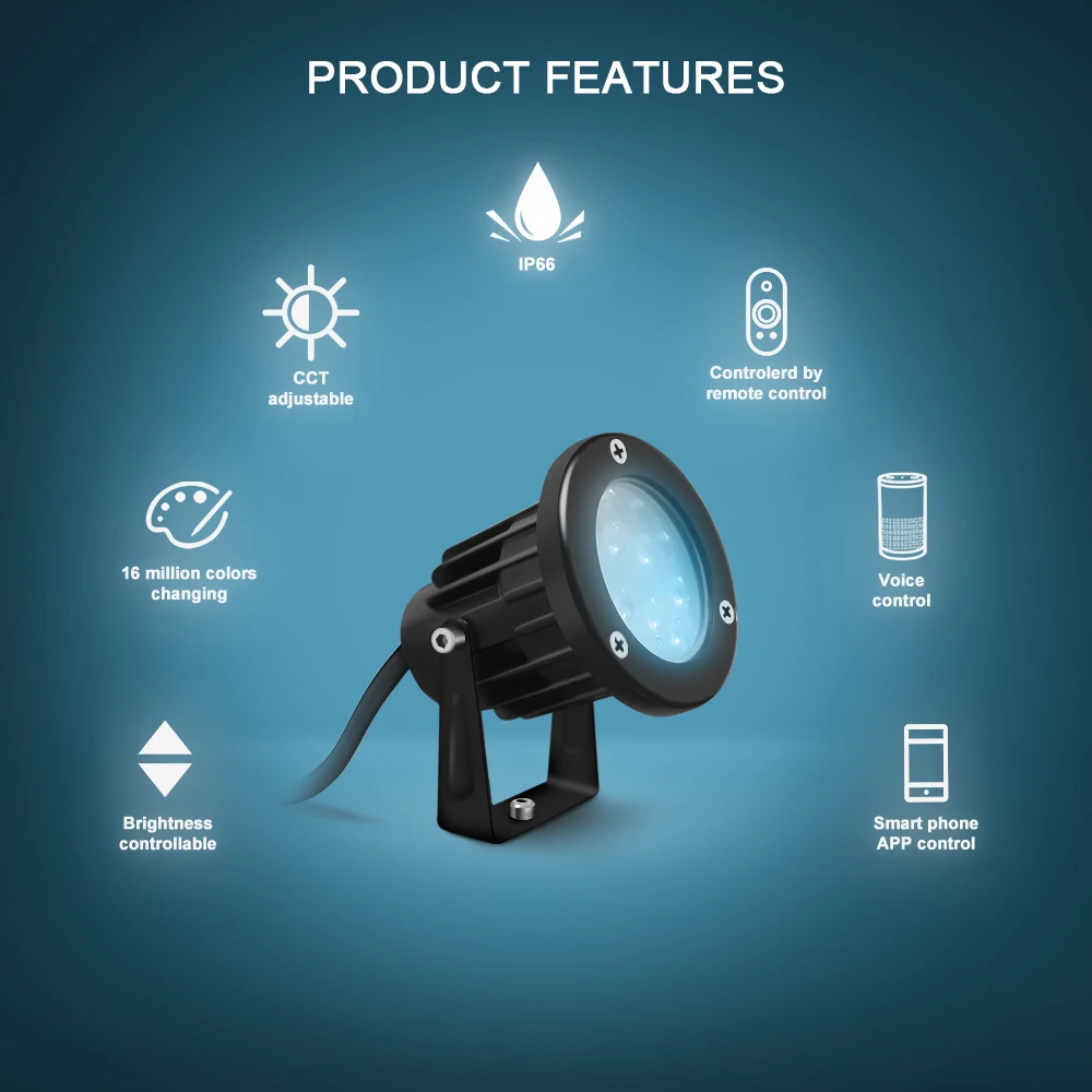 GL-G-003P Gledopto Smart LED Flood Light Wireless Dimmable Zigbee Garden Lights Terncy Home Compatible Homekit Outdoor Lights 7W