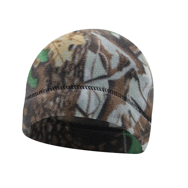 Wholesale High Quality Custom Outdoor Windproof Winter Beanie Caps Lightweight Camo Pattern Polar Fleece Skull Sports Beanie Hat