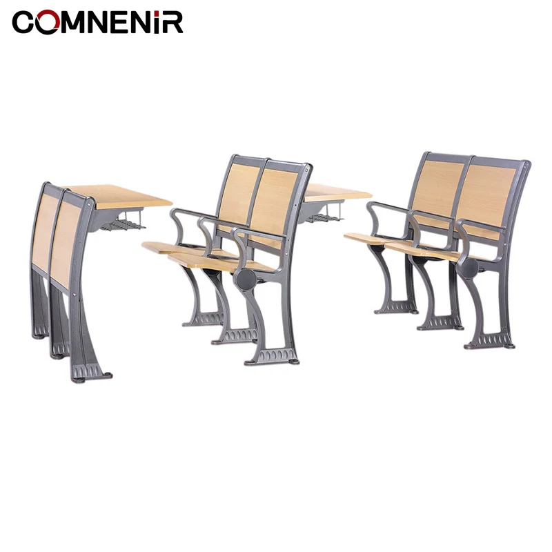 Modern Design Foldable Plywood University Lecture Hall Table and Chair College Furniture