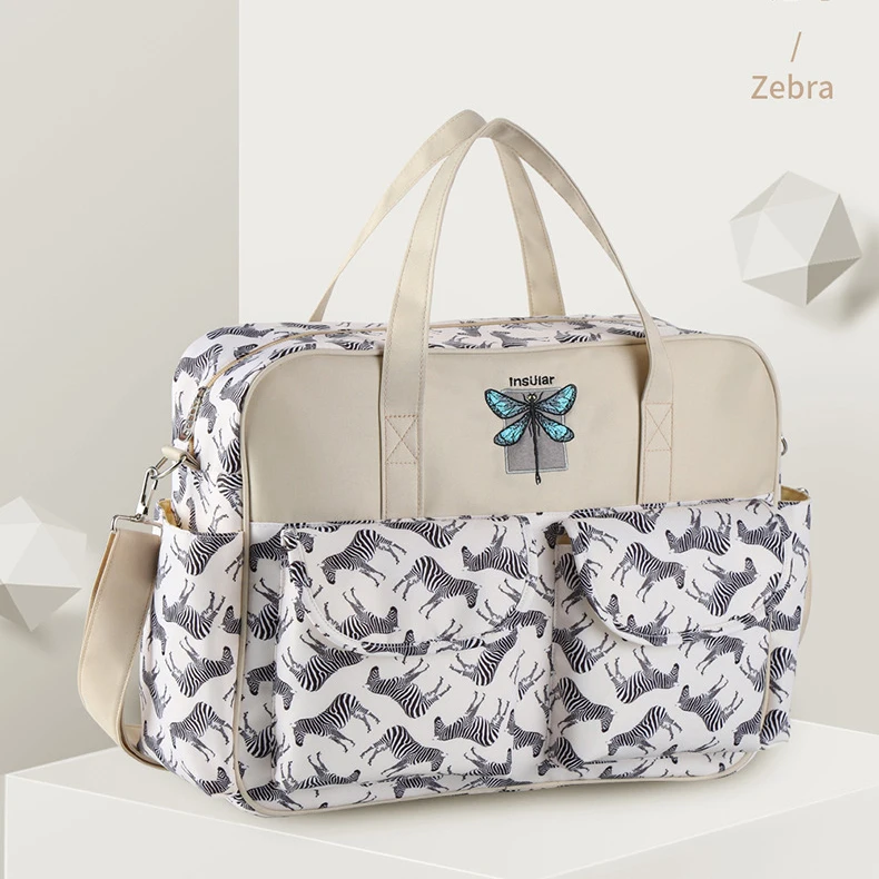 Waterproof Baby Mummy Travel shoulder bag Printing Multifunction Crossbody Diaper Tote  Bag