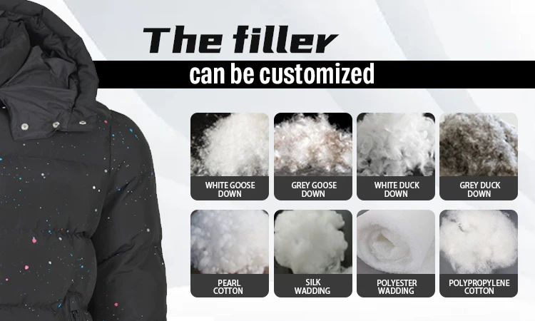 Wholesale Trendy Hood With Elastic Drawcord Designer Down Lightweight And Warm Bubble Coats Custom Down Jacket For Men