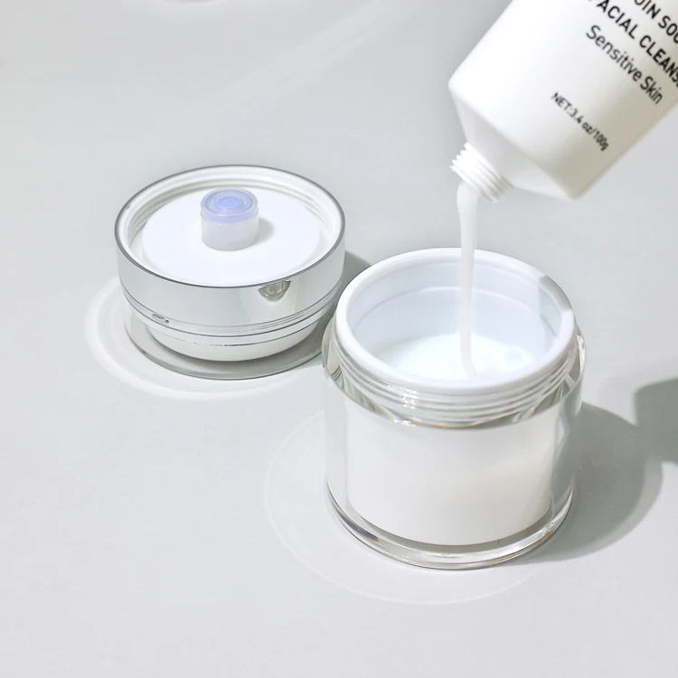 airless cosmetic jar acrylic airless pump cream double wall jar 50ml 30g 15g