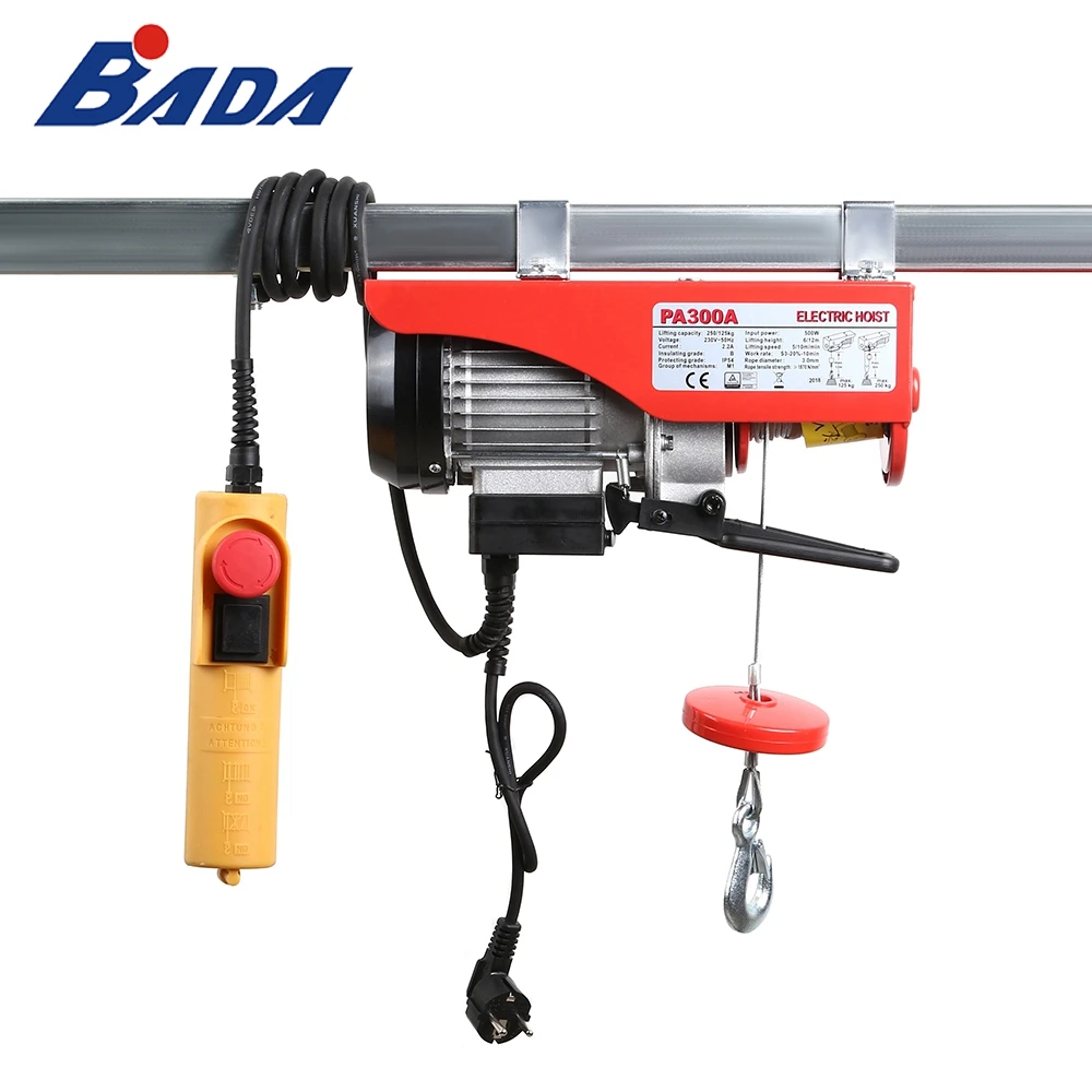 Low price 150/300kg 220/230v AC motor mini electric wire rope hoist for crane lift