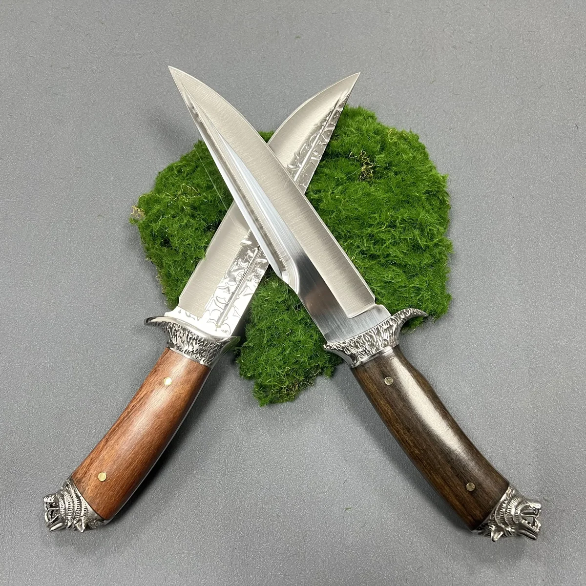 2024 Premium Fixed Blade Steel Knife with Satin High Carbon Outdoor Knife Wooden Handle DIY Grade OEM Customizable Wholesale