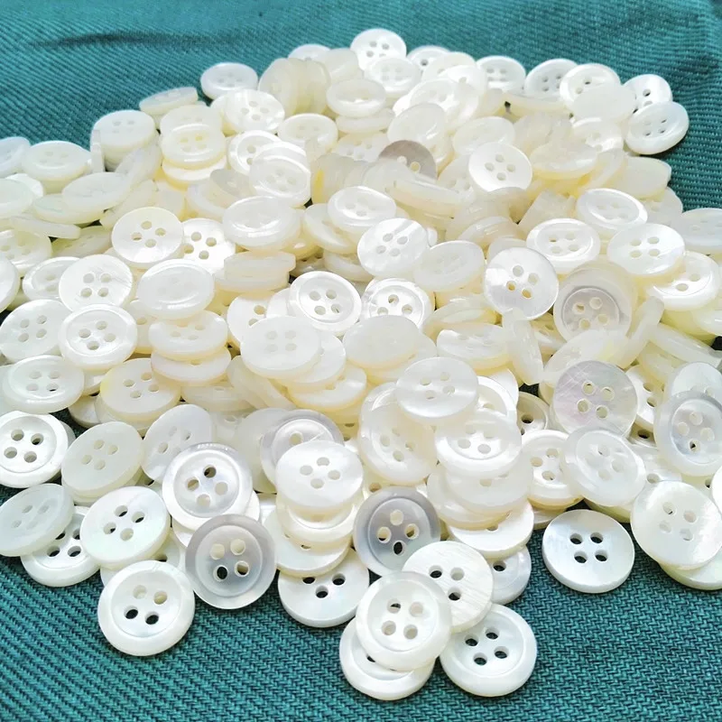 18L 4 holes white mother of pearl shell button 1.9mm-2.0mm thickness, natural real MOP shell button for shirt