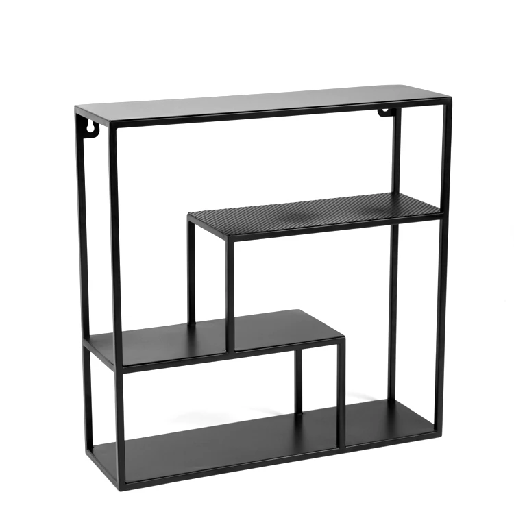 First class quality modern functional black metal storage wall shelf
