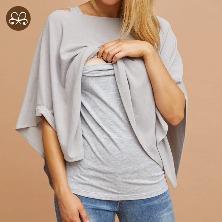 New design Maternity T Shirt tops Short Sleeve Basic  Maternity Nursing Top Knit Breastfeeding Cover