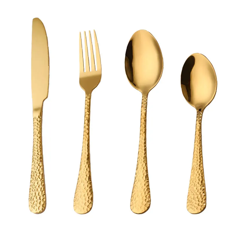 Amazon hot sale snake skin grain stainless steel  mirror polish cutlery set with box