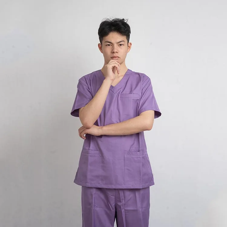 Custom Wholesale Disposable Surgical hospital clothes uniform Suit Purple color surgical gown Comfortable medical scrubs