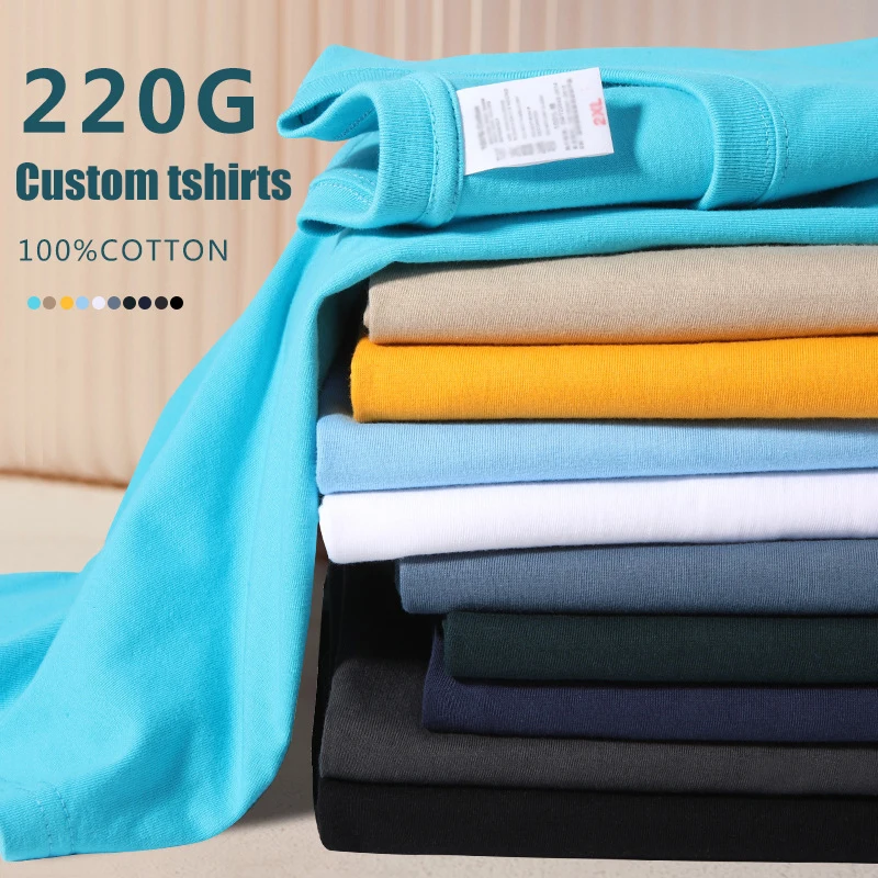 OEM Custom  DTF Printing Embroidery Logo Round Collar O Neck 100% Cotton Heavy Weight Tshirt Unisex DTG Men t Shirts