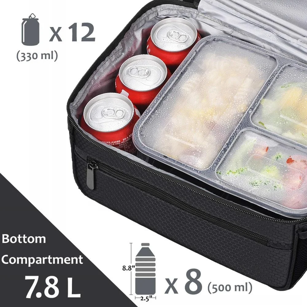 
Extra Large Lunch Bag - 13L/ 22 Can Insulated Adult Reusable Meal Prep Bento Box Cooler Tote with Dual Compartment 