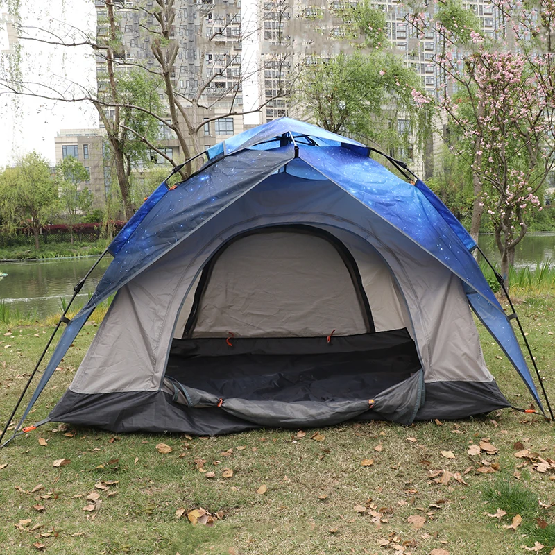 Wholesale 3-4 Person Large Portable Instant Pop Up Double Layer Waterproof Windproof Camping Tent Automatic for Outdoor