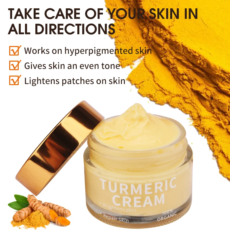 Private Label Organic Skin Care Whitening Moisturizer Acne Black Spot Vitamin c Turmeric Face Cream
