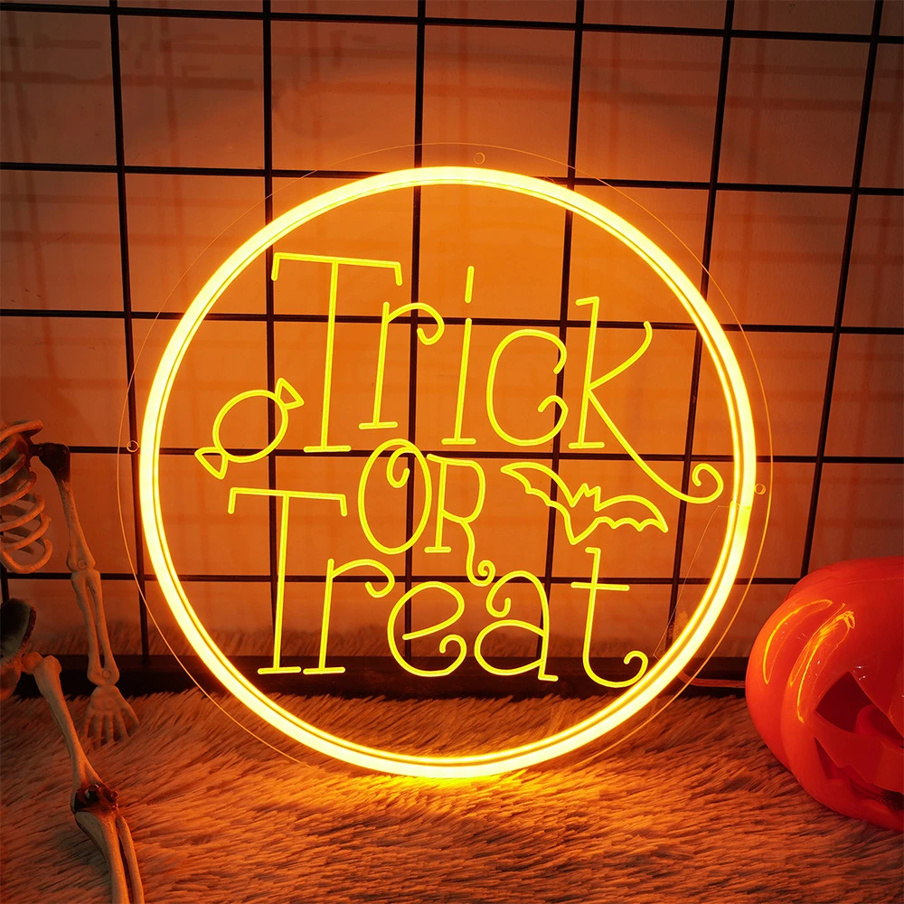 Оптовая продажа неоновая светодиодная вывеска Hallowmas под заказ для вечеринки детей трюков или лакомства акриловые неоновые огни праздничное освещение