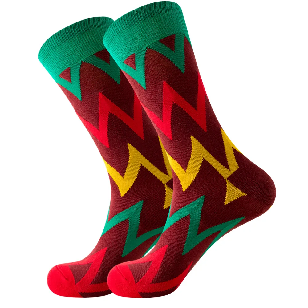 2023 Cotton Jacquard Classic Africa Pattern Socks Wholesale Men Customized Dresses Knitted Logo Socks