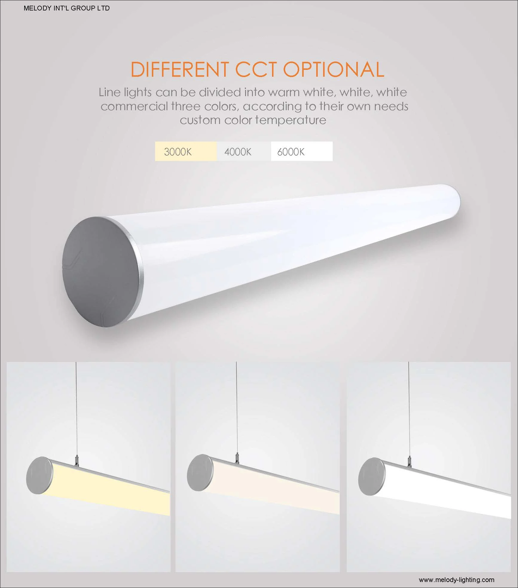 D60 Round 30W 1000mm LED Linear Light 200 beam angle LED Pendant tube light led office light Lamp