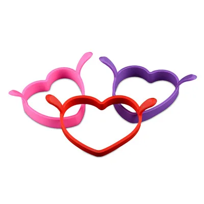 Hot sale Heatproof Non stick silicone Fried egg mold with handles Heart shape egg ring