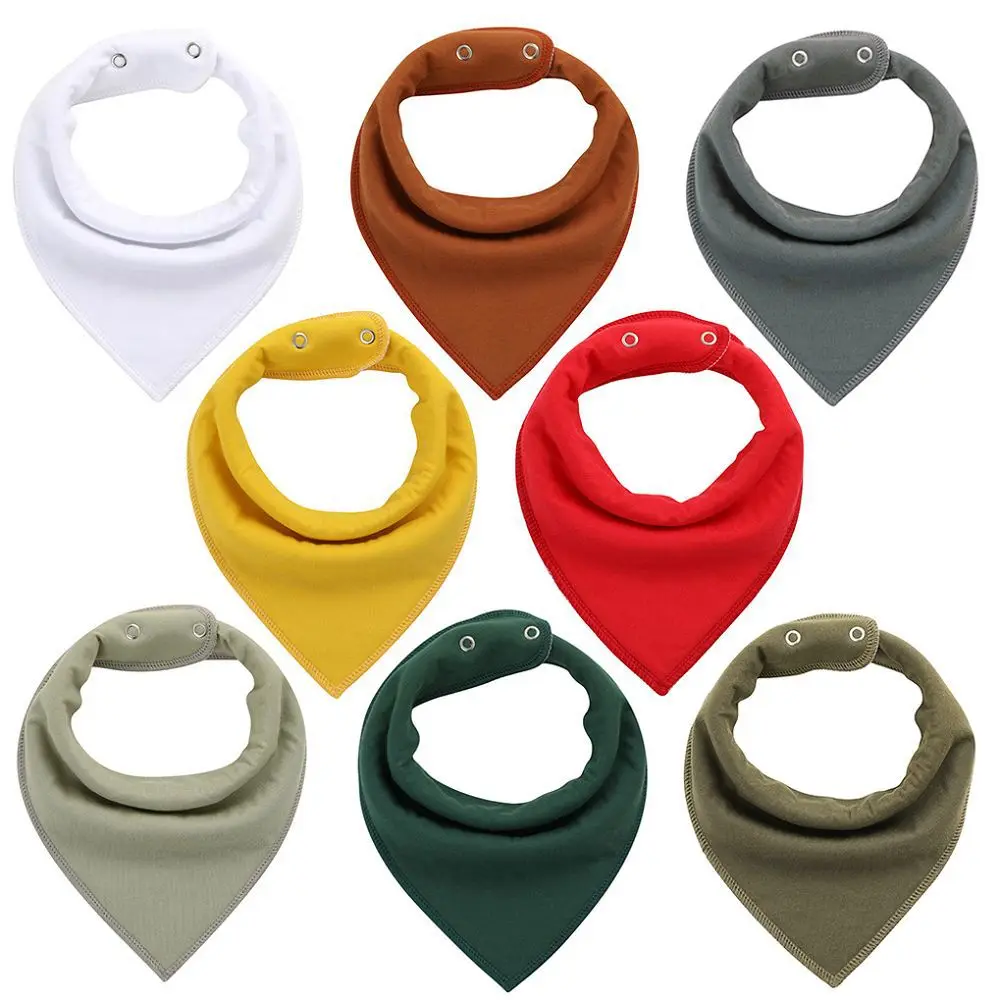 Новый однотонный детский хлопковый треугольный шарф слюнявчик двухслойный детский слюнявчик индивидуальная обработка Прямая продажа с завода