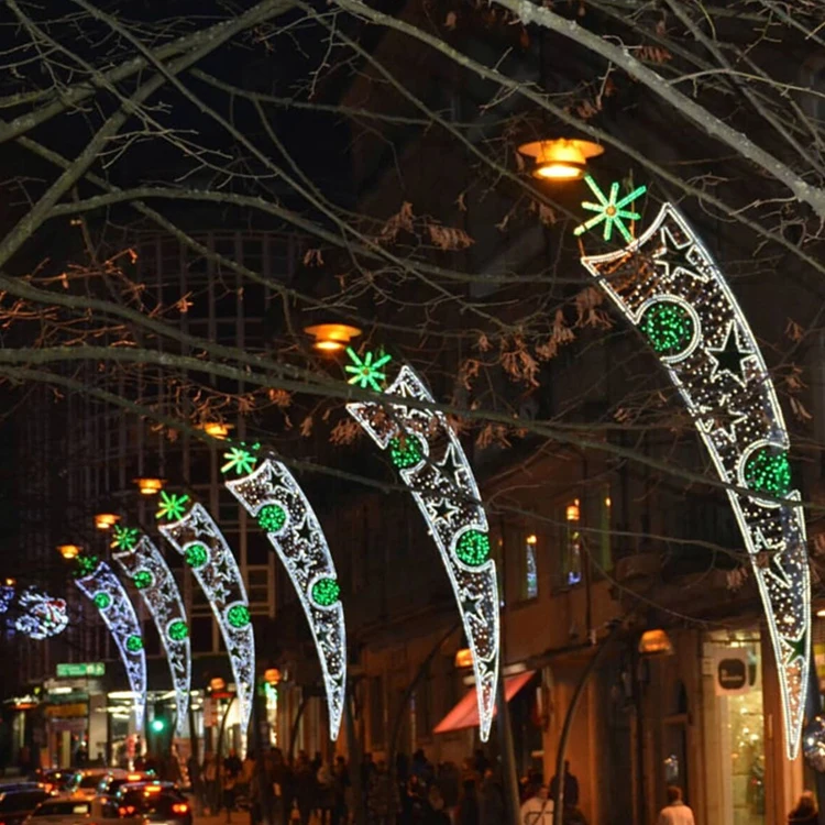 Christmas Street Pole Light Star Led Rope Pole Motif Lights Outdoor Decorative Lamppost Lights