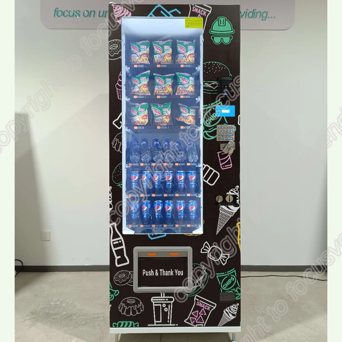 Wholesale focuvend mini small Coin Operated snacks Vending Mini Claw Machine with Cash Bill Acceptor for Sale Claw Game Machine