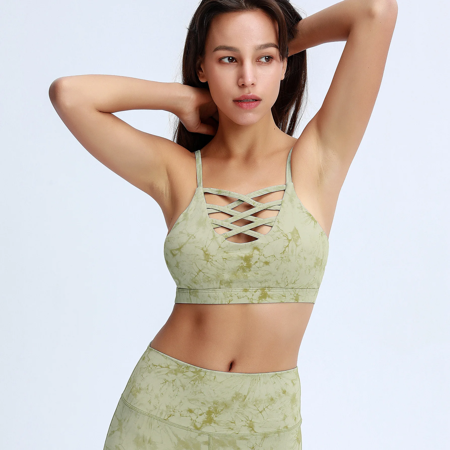 Seamless Yoga Set Women Fitness Clothing Padded Sports Bra Long Sleeve Crop Top Knitted High Waist Leggings Sportswear Gym Set