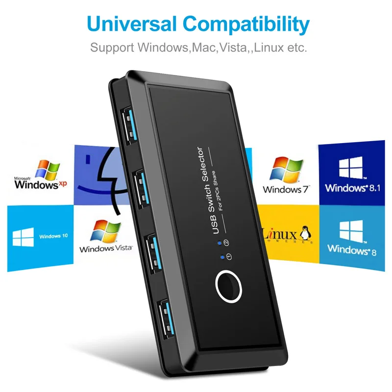 Переключатель USB KVM 3 0 2 переключатель для Windows10 PC клавиатура мышь принтер шт. совместное использование