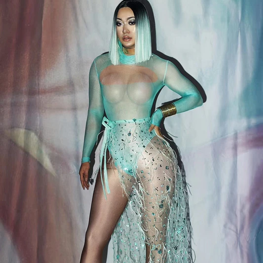fashion design romantic dreamy sexy nude bodysuit see-through sexy backless Leotards topless one-pieces stage wear club wear