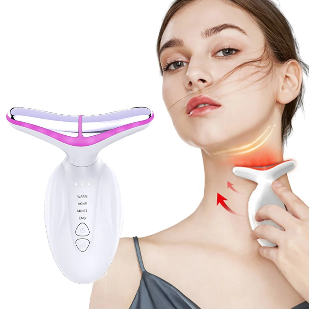 Home Use Face and neck LIfting Device 4 Color Therapy Beauty Care EMS Wrinkle Remover Face And Neck Lifting Massager