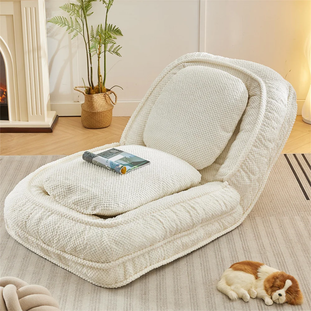 2 in 1 Single 1 Seater 5 Adjustable Position Backrest Sofa Bed Sleeping Lazy Sofa Couch Floor Chair Space Saving Design for Home