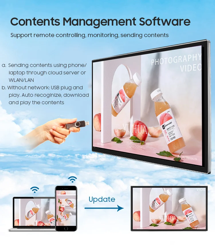 65  inch digital signage and displays LCD advertising screen Network WIFI android media Internet AD player