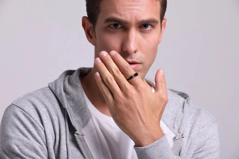 
Black Tungsten Rings for Men 5MM Thin Gold-color Wedding Rings for Male Jewelry 