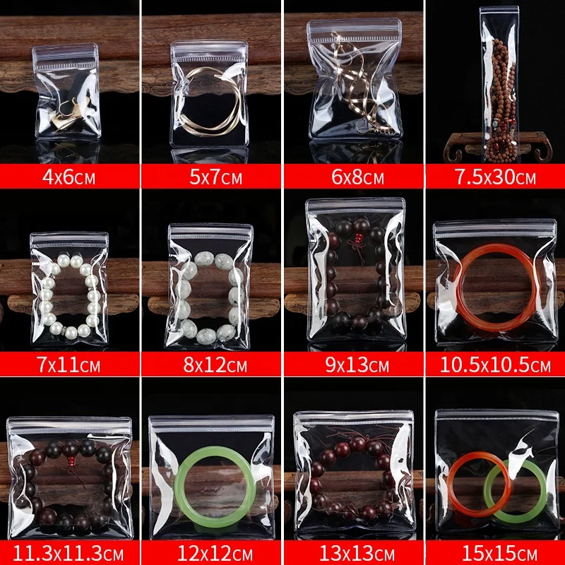  MOQ100pcs логотип на заказ прозрачный пластиковый мешочек для ювелирных изделий виниловая молния ПВХ