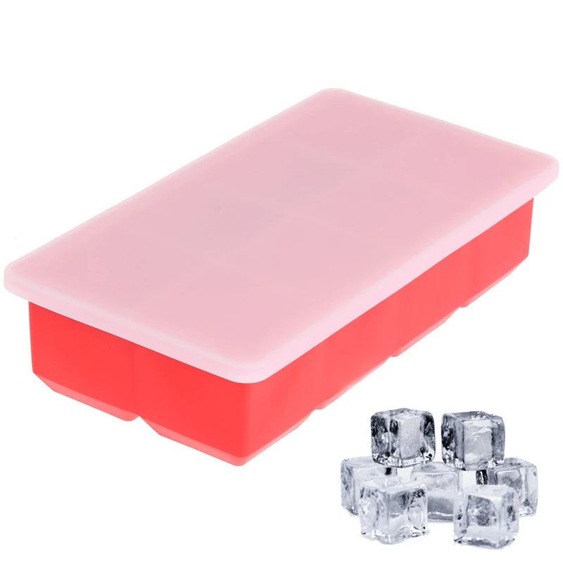 
square brick 8 cavity eco-friendly BPA free diy freezing silicone ice cube mold with lid 