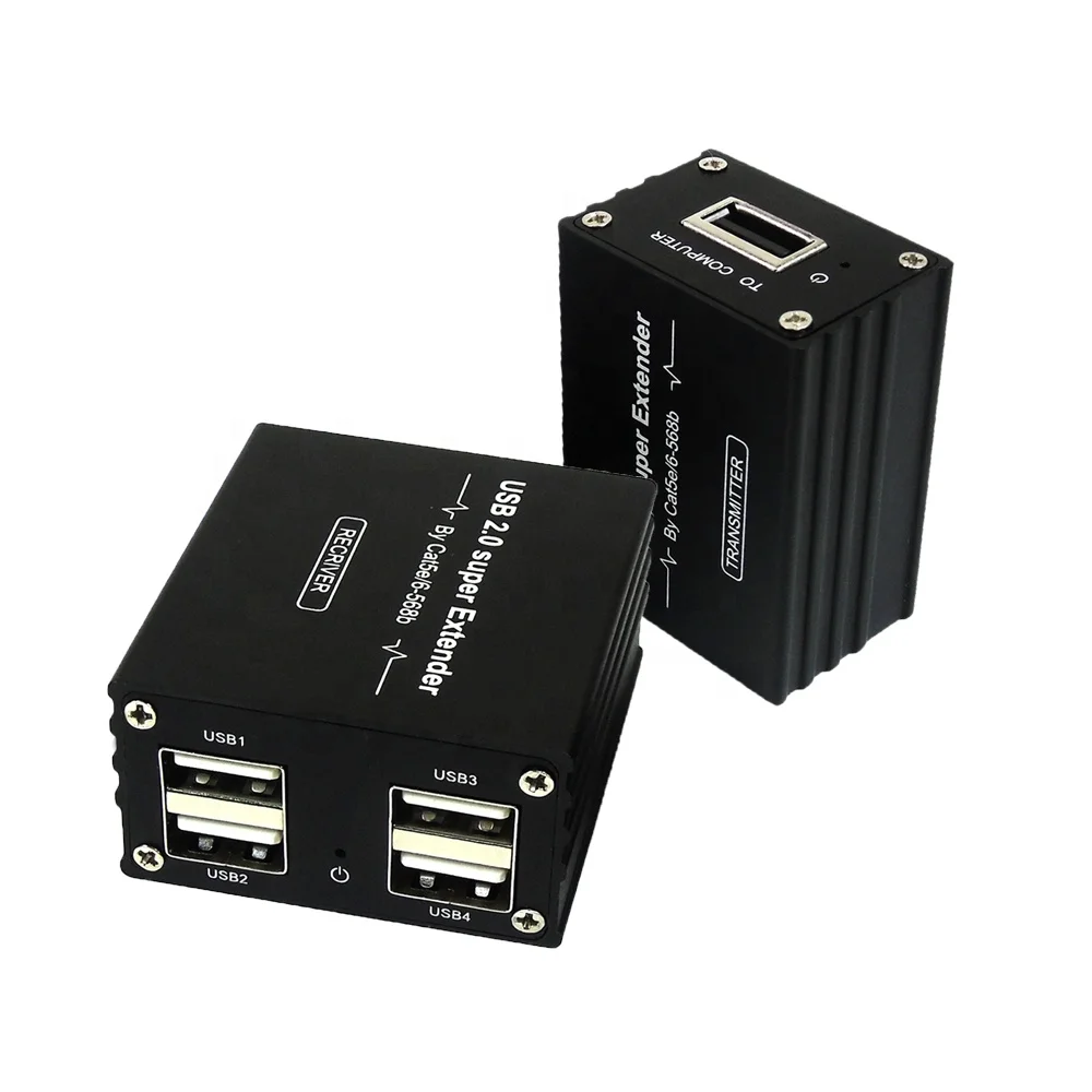 USB 2.0 Extender Over Cat5E/6 - up to229ft (70M) 4 USB Ports,with DC 5V2A Power Adapter