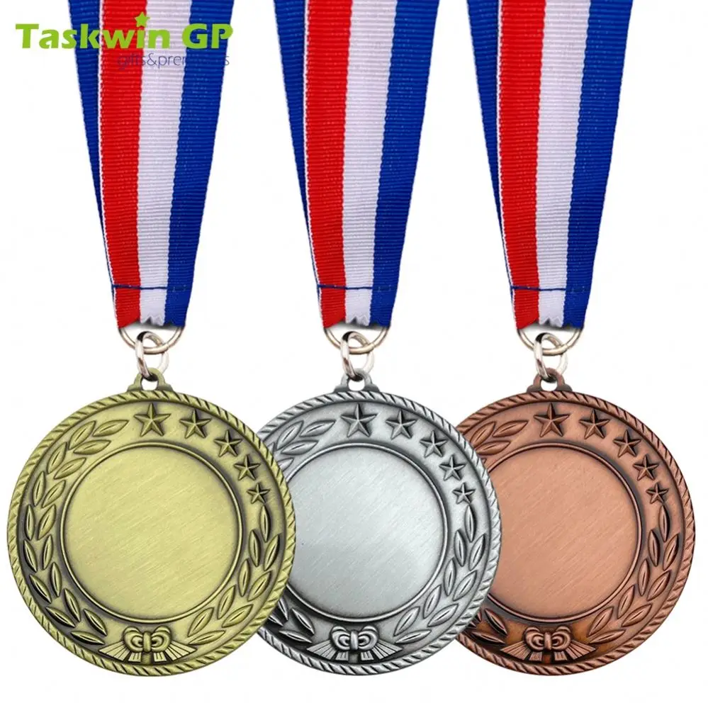 Taskwingifts laser engravable logo gold silver brass copper custom sublimation medallion insert metal sport blank medal