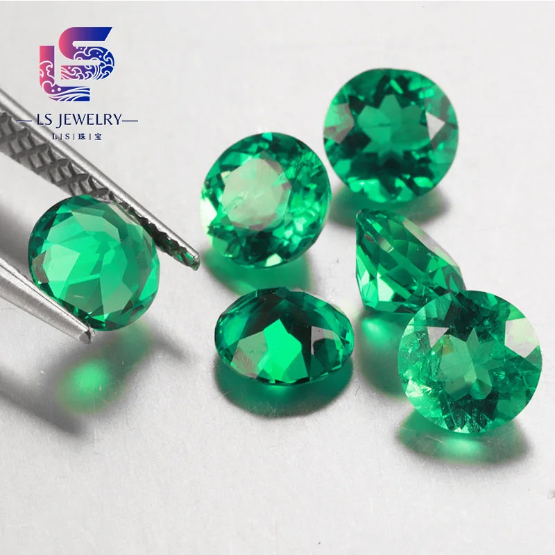 Green Hydrothermal Emerald 7.5mm 1.35ct Loose Emerald Gemstone For Jewelry Making