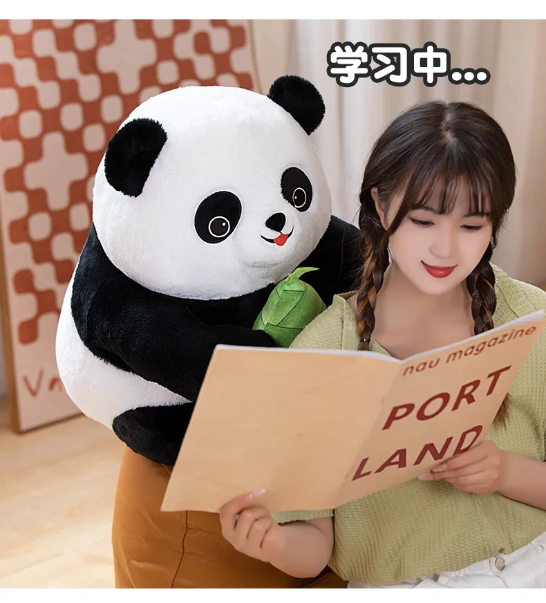 Panda doll holding bamboo shoot Creative panda holding bamboo shoot doll Cute doll red panda plush toy