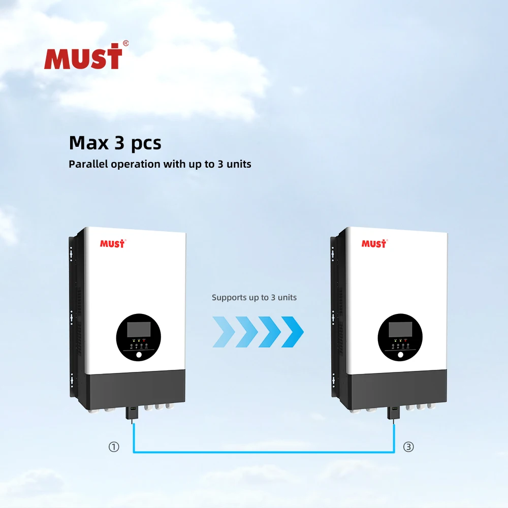 MUST 8~12KW  PV 250V MPPT efficiency max 98% Inside BMS function LOW FREQUENCY SPLIT PHASE SOLAR INVERTER