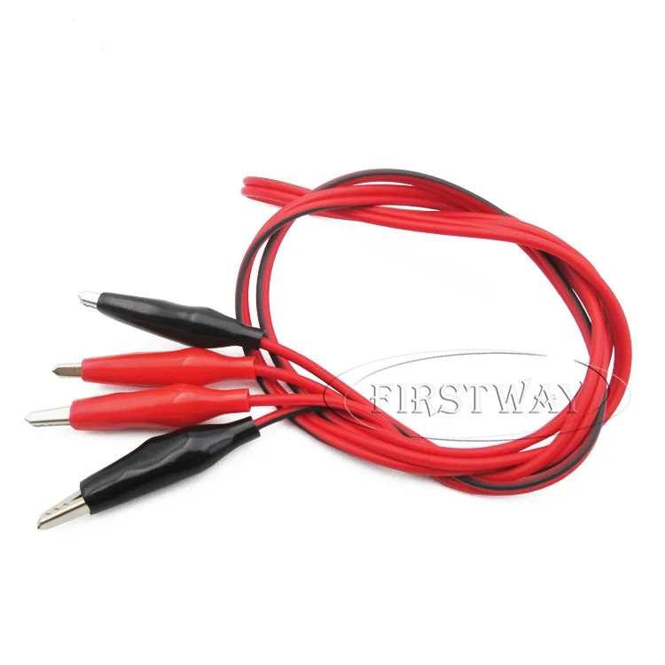 length=1m 2 wire 4 clip Electrical DIY Test Leads Alligator Double-ended Roach Clip Test Jumper Wire