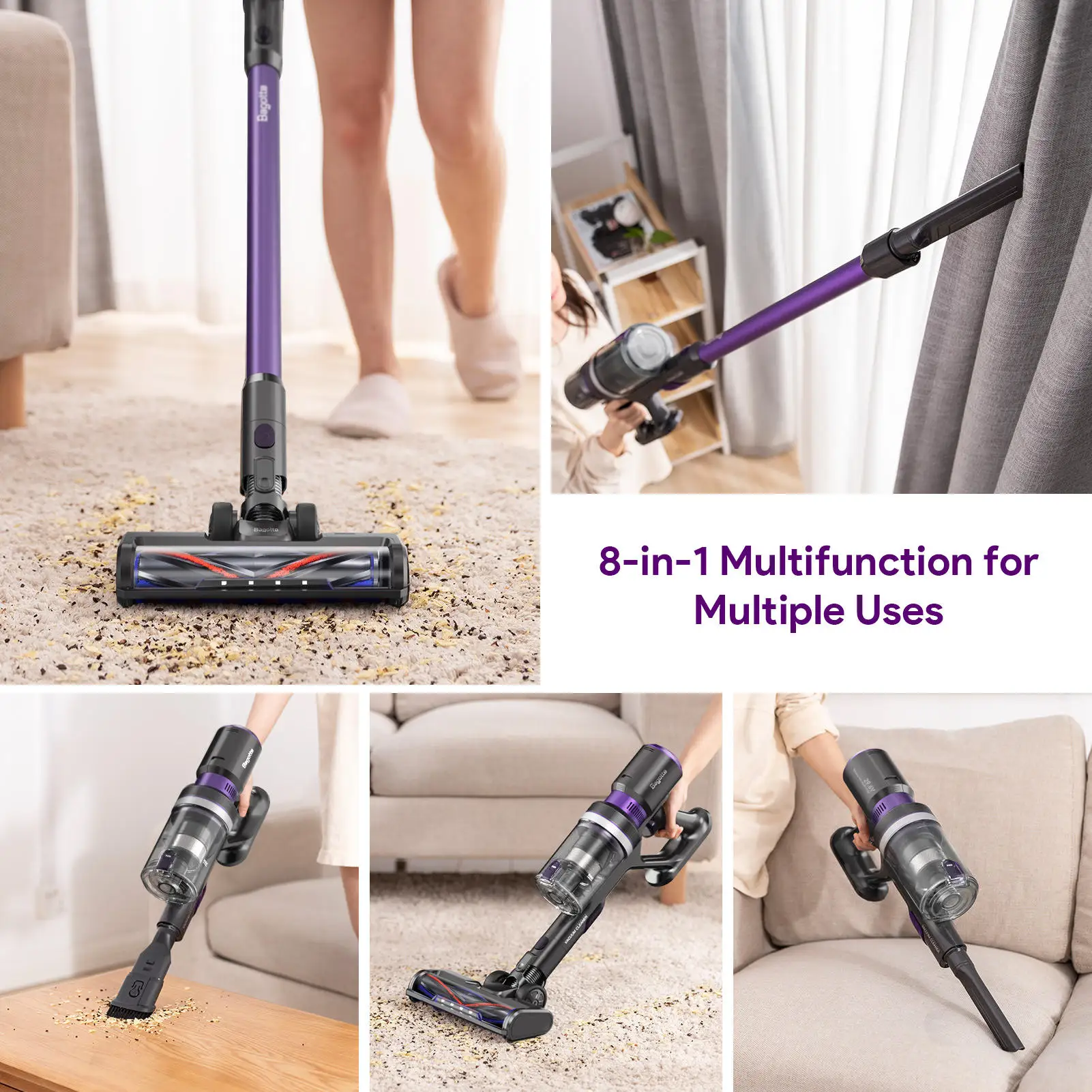 Bagotte 400w Wireless Stick Vacuum Cleaner Bagless Cyclonic Vacuum Cleaner