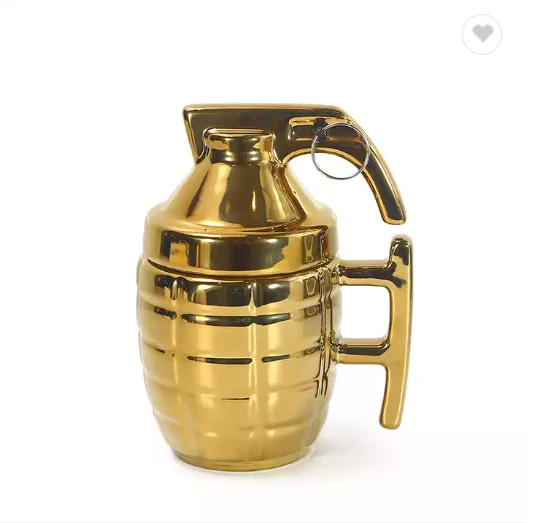 JCX/2023 Wholesale personalized creative grenade coffee mug grenade shape ceramic cup mug with lid custom logo