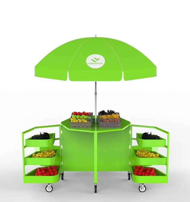 New design Outdoor street sale pop up metal folding fruit vending cart trolley stall