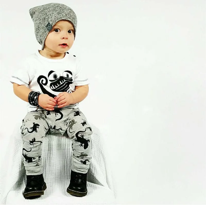 
INS fashion letter baby suit cotton T-shirt pants clothing set baby letter LITTLE BRO two-piece suit 