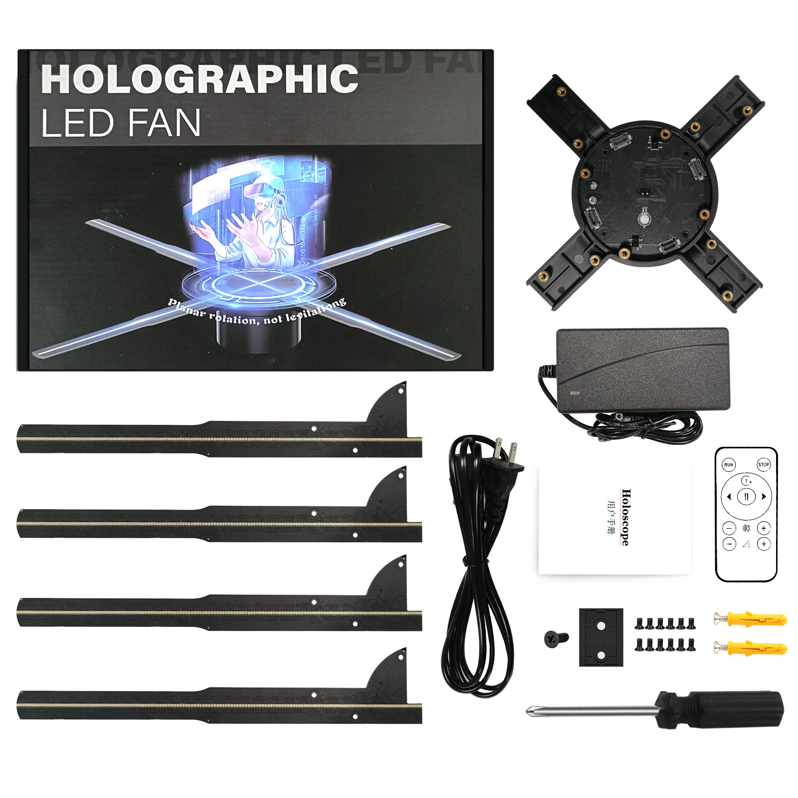 50cm Hologram 3D Projector 576 LED Lights 3D Hologram Fan WiFi HD Imagic Detachable Hologram Projector