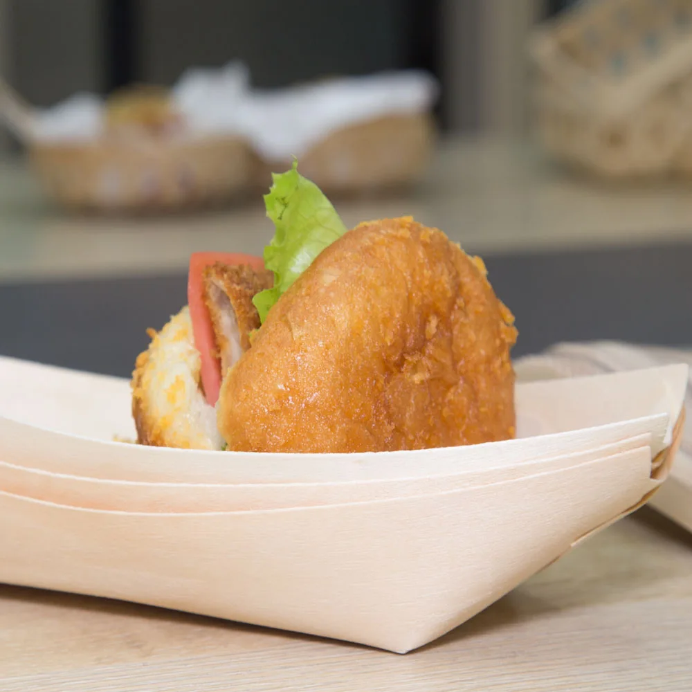 Wholesale Ecco Friendly Natural Container Disposable Party Wooden Sushi Serving Boat Tray for Food