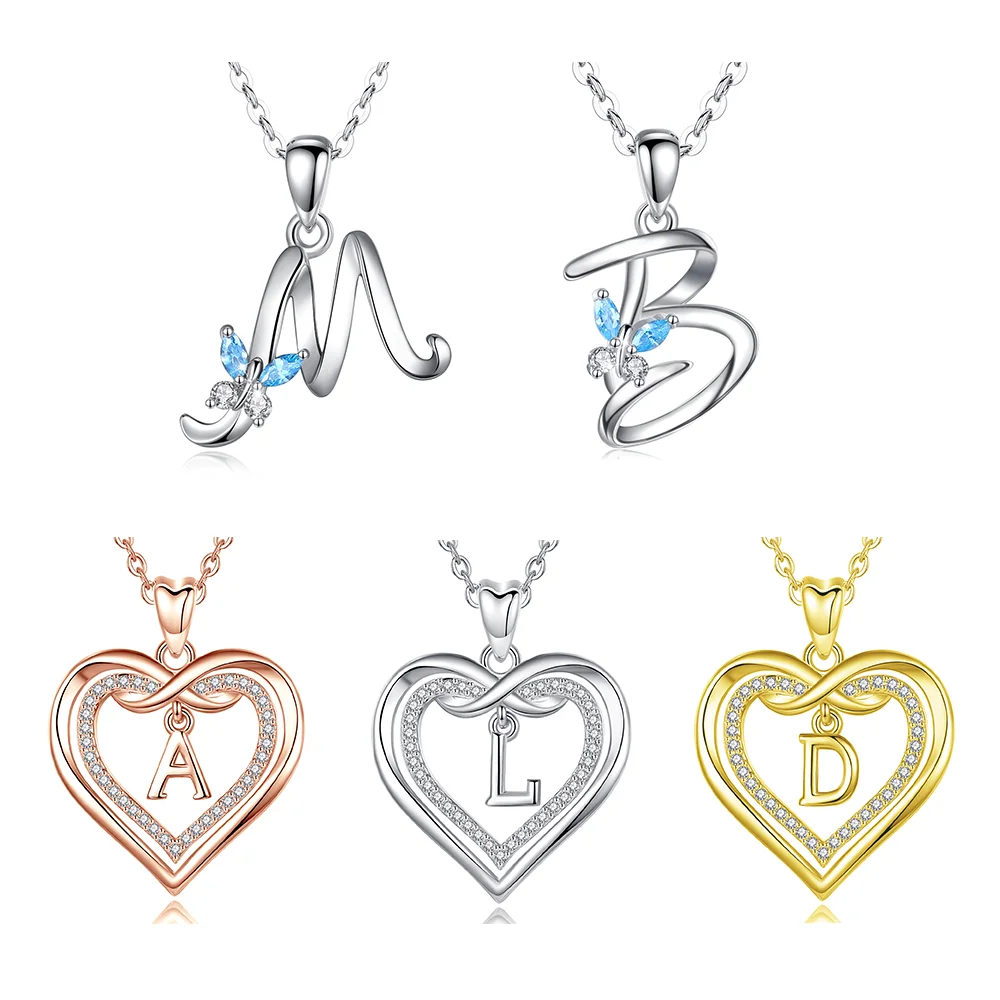 Merryshine бабочка любовь сердце на заказ A-Z буква 925 стерлингового серебра Мужчины Роскошные ювелирные изделия цепочка ожерелье для девочек